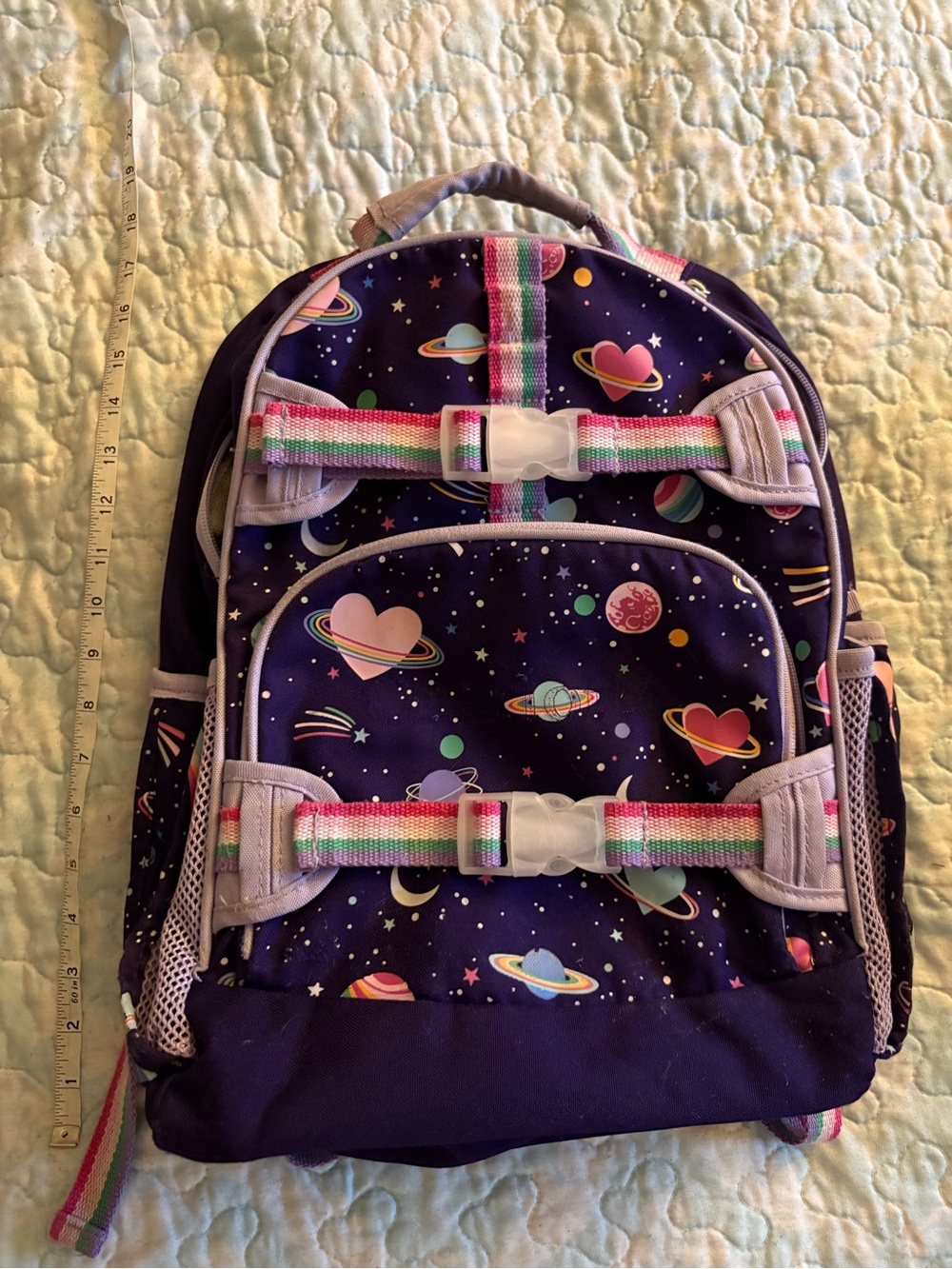 Pottery Barn Kids Purple Space Backpack with Rainbow Straps